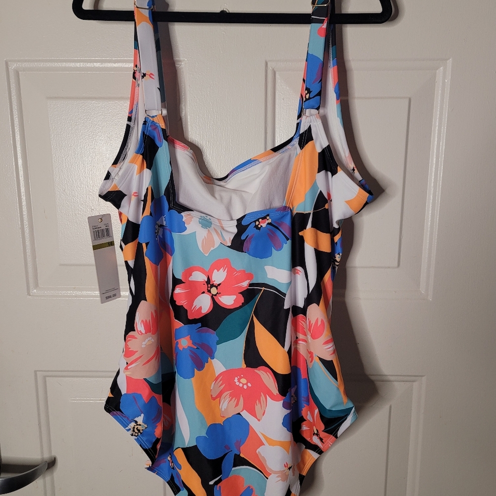 NWT Anna Cole One Piece Floral Adjustable Straps Swimsuit Size 14 - Picture 5 of 7